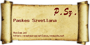 Paskes Szvetlana névjegykártya